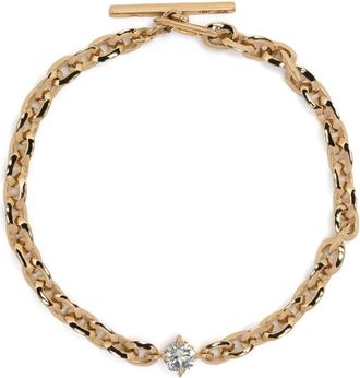 Lizzie Mandler 18K Yellow Gold XS Knife Edge Diamond Bracelet - Womens - Brass/Diamond/18kt Yellow Gold
