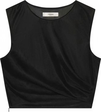 Frame Denim Womens Mesh Twist Tank In Black
