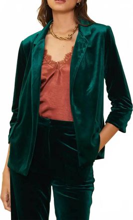 Skies Are Blue Clothing Velvet Blazer In Hunter Green
