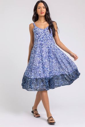 Roman Abstract Border Print Fit & Flare Dress