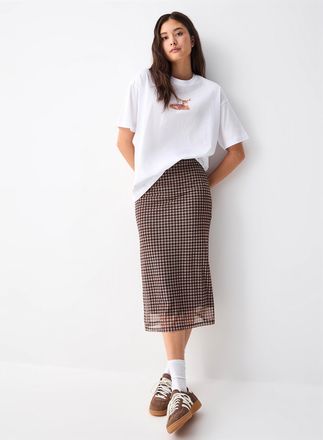 Twik Womens Patterned mesh midi skirt