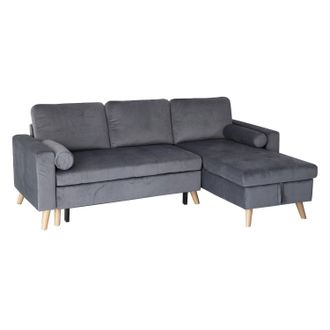 Happy Garden Happy Garden - Sof&aacute; Convertible James 3 Plazas En Terciopelo Gris
