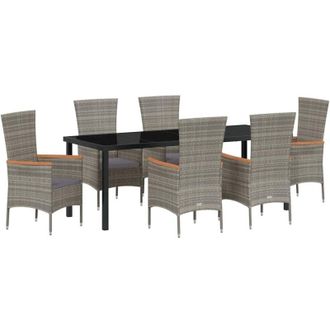 vidaXL Conjunto De Comedor De Jard&iacute;n Con Coj&iacute;n 7 Pcs Gris Vidaxl