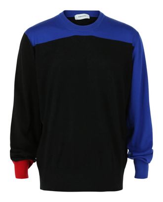 Ferragamo Mens Colorblock Cashmere Sweater In Black Multi