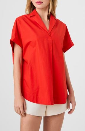 French Connection Cotton Poplin Popover Top in Candied Apple Red at Nordstrom, Size X-Small