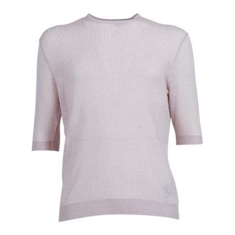 Ballantyne Pullover Manica Corta - Dames - Ronde hals truien - Beige - XL - Katoen - Truien & Vesten