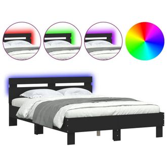 Berkfield Home Bed Frame with LED without Mattress Black 120x200 cm | Size: Small Double