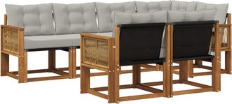 vidaXL Conjunto De Sof&aacute;s De Exterior 7 Uds. Natural Y Gris Claro Vidaxl