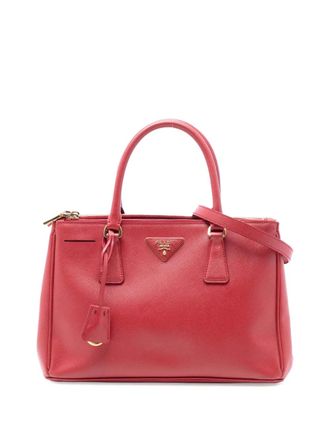 Prada Borsa a tracolla Lux Galleria piccola in pelle Saffiano con doppia zip 2000-2025 - Rosso