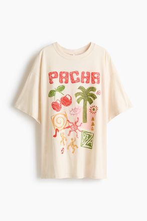H&M Oversized T-Shirt mit Printmotiv - White