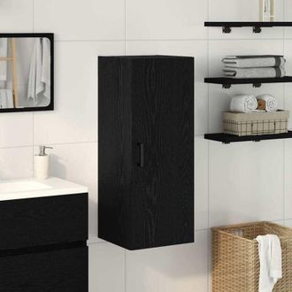 vidaXL Mobiletto da Parete Rovere Nero 34,5x34x90 cm in Legno Massello - Vidaxl