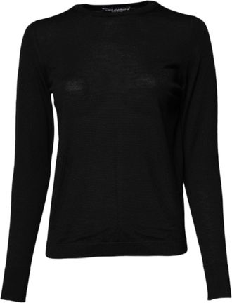 Dolce & Gabbana Womens Virgin Wool Crew Neck Sweater Black