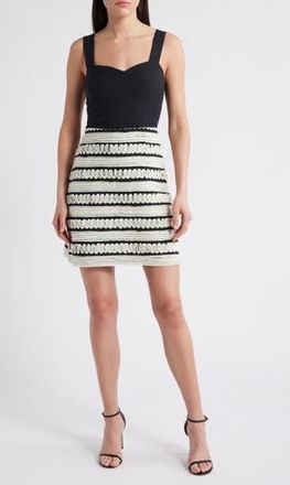 Adelyn Rae Bonnie Contrast Ribbon Minidress in Black/Cream at Nordstrom Rack, Size X-Small