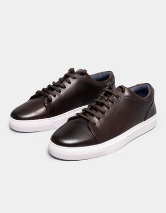 Oliver Sweeney Mens Oliver Sweeney Hayle Antiqued Calf Leather Mens Trainers - Cognac - Brown - Size: 12