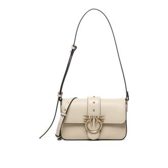 Pinko Mini Love Bag - Dames - Schoudertassen - Beige - ONE Size - Katoen - Tassen