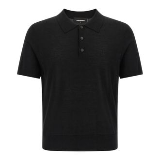 Dsquared2 Tops, Heren, Zwart, XL, Wol, Light Wool Polo