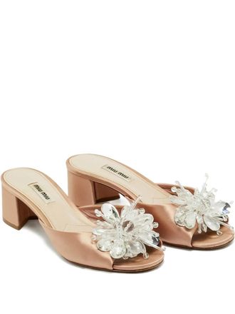 Miu Miu Satijnen sandalen met kristallen - Roze