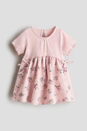 H&M Textured Jersey Dress in Light Pink/floral at Nordstrom, Size 12M