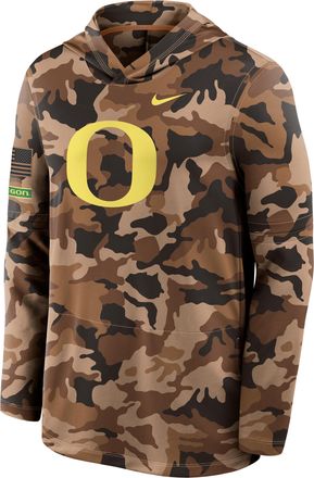 Nike Oregon Military Appreciation Nike Mens Dri-FIT College Long-Sleeve Hooded Top in Brown | 03B92EAUON-954