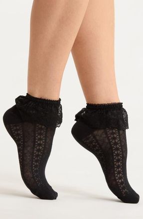 Casa Clara Love Palmer Ruffle Ankle Socks in Black at Nordstrom