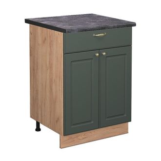 Vicco Mueble Bajo De Cocina Fame-line, Verde Dorado Casa De Campo, 60 Cm Con Caj&oacute;n, Et Antracita Vicco