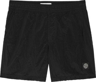 Stone Island Logo Crinkled Nylon Swim Shorts - Black - XL