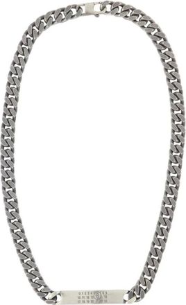 Maison Margiela Accessoires, Dames, Grijs, ONE Size, Minimalistische Logo Ketting - Metaal - Zilver