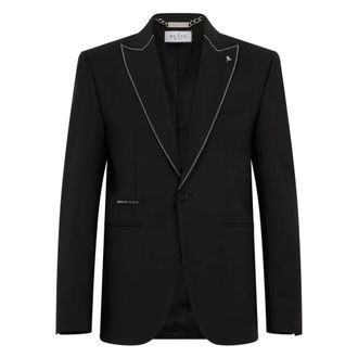 Philipp Plein Blazer de Lana - Jackets - Hombre - Negro - 6XL