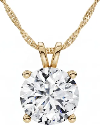 Pompeii3 Certified 2Ct Solitaire Round Diamond Necklace 14k Yellow Gold Lab Grown Pendant