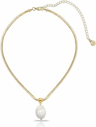 Ettika Cultured Baroque Pearl Pendant Necklace in Bone at Nordstrom