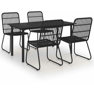 vidaXL Juego De Comedor Para Jard&iacute;n 5 Piezas Rat&aacute;n Sint&eacute;tico Y Vidrio Vidaxl