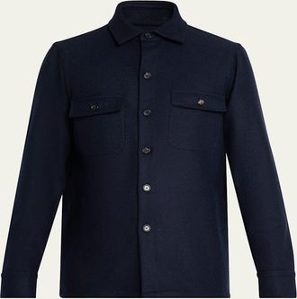 Cesare Attolini Mens Wool Flap-Pocket Overshirt