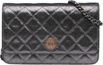 Chanel Pre-owned Cross Body Bags, female, Gray, Size: ONE SIZE Pre-owned Leather wallets