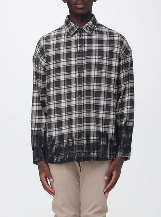 Laneus Relaxed Fit Check Cotton Flannel Shirt with Dropped Shoulders