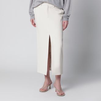 Frankie Shop Midi skirt in off-white cotton blend