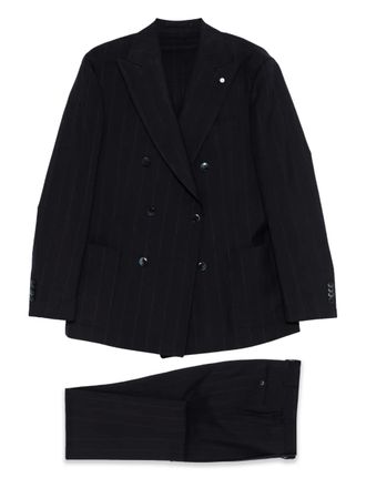 Luigi Bianchi Mantova pinstripe suit - men - Virgin Wool/Viscose - 56 - Blue