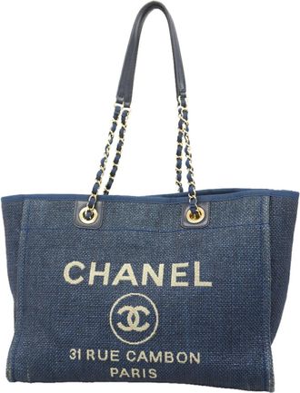 Chanel Navy Straw Tote Bag (Pre-Owned)