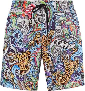 Philipp Plein Heren, Badkleding, Veelkleurig, Maat: 4XL Poliester