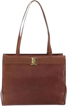 Ferragamo Pre-owned Vala tote - Dames - Vintage Shopper - Bruin - ONE Size - Leer - Vintage