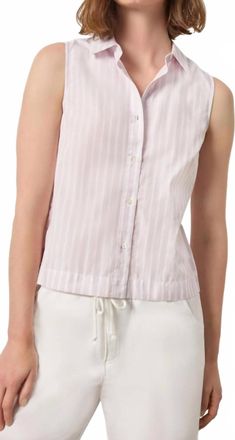 Lilla P Striped Sleeveless Shirt In Lavender Stripe