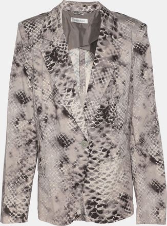 Marina Rinaldi Brown Printed Cotton Single Breasted Blazer