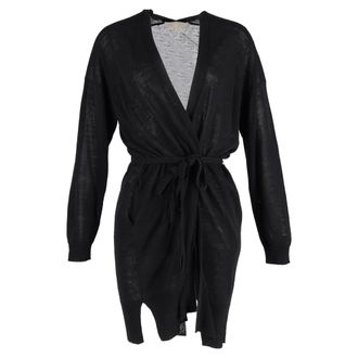 Vanessa Bruno Self-Tie Cardigan in Black Wool