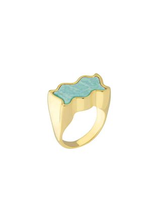 Maria Frering Celebra&ccedil;&atilde;o Gold-plated Amazonite Ring - Q (UK Q / US 8)