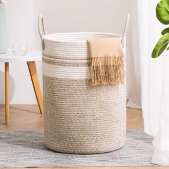 OEM Cesto De Ropa Sucia, Cesta Para La Ropa, Cesta De Almacenamiento, Cesta Para Ropa Sucia, Cuerda De Algod&oacute;n, 38 Cm (di&aacute;metro) X 50 Cm (alto), Marr&oacute;n