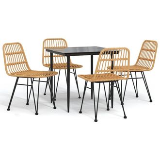 Berkfield Home 5 Piece Garden Dining Set Poly Rattan in Brown