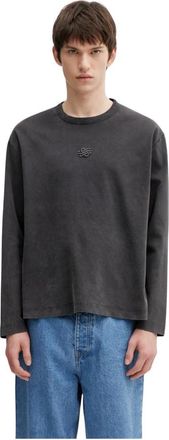 Filling Pieces Boxy Geborduurd Longsleeve - Heren - Longsleeves - Zwart - L - Katoen - Tops
