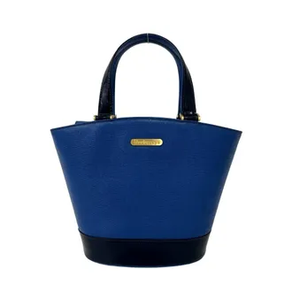 Burberry Blue Leather Handbag Tote Bag (Pre-Owned)
