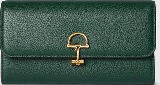 Gucci Half Horsebit Continental Wallet, Green, Leather
