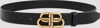Balenciaga Black Leather BB Belt