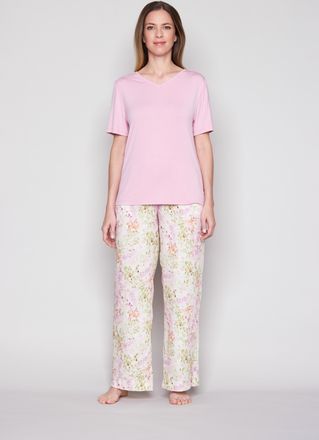 Joop Pyjamahose JOOP, Damen, Gr. 34, N-Gr, floraler print, Web, Obermaterial: 100% Lyocell, bequem lang, Hosen Pyjamahose, mit Allover-Print und seitlichen